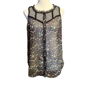 Princess Vera Wang Black Sleeveless Floral Tank Top-S